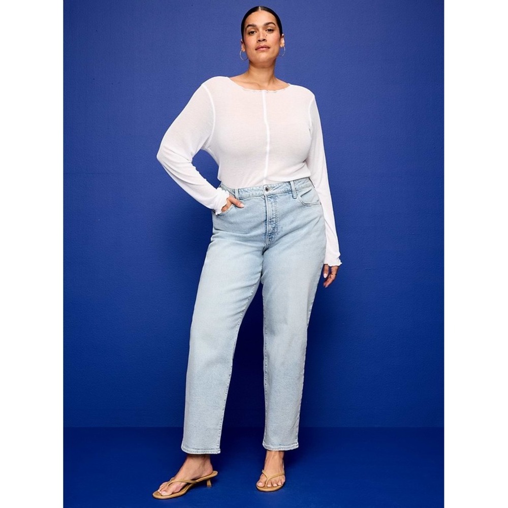 Old Navy Womens Light Wash High-Waisted OG Loose Straight Jeans Staple Capsule